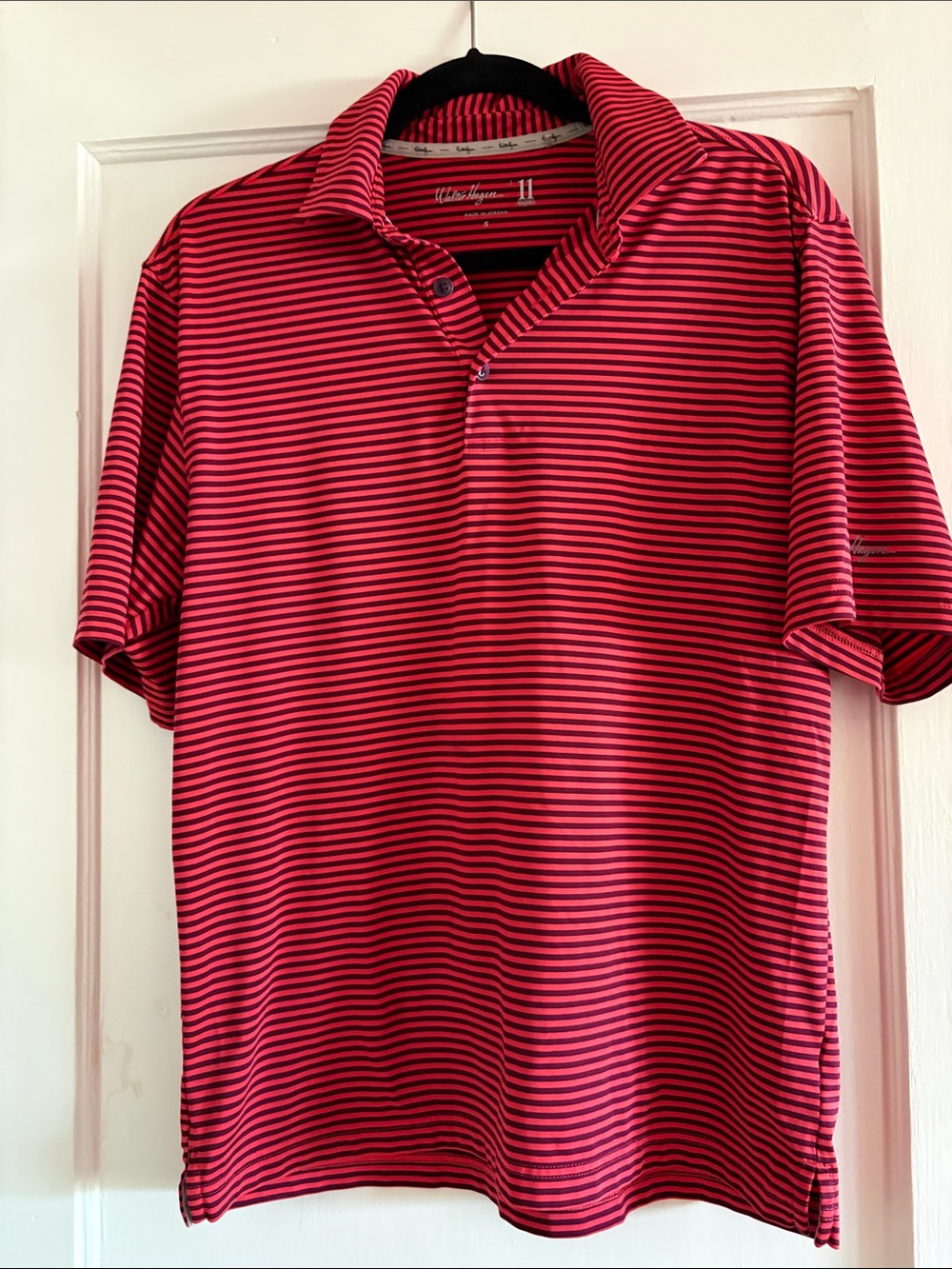 Walter Hagen Red and Black Striped Polo Shirt